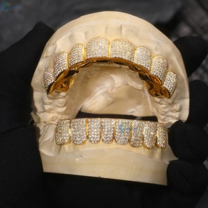 Grillz de Oro Amarillo Sólido de 10K Premium con Diamantes VVS1 Cultivados en Laboratorio, Estilo Rapper Hip Hop - Product Image 4