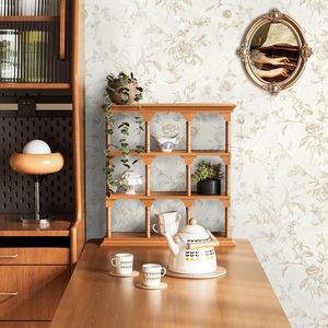 Carta da Parati Adesiva Vintage Floreale Beige, Carta Adesiva con Design Francese Testurizzato per Mobili, Rimovibile da Parete - Product Image 2