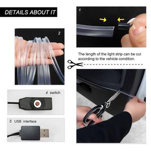 Tira de Luz LED USB Flexible con Interruptor para Iluminación Ambiental Interior de Puerta de Coche, Mejora de Instalación Retrofit - Product Image 1