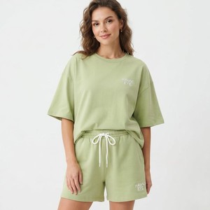 Summer Logo Women's Comfortable Casual Oversized T-Shirt Shorts Multiple Color Street Wear Cotton <b>Twin</b> <b>Set</b> For Casual Wear - Product Image 4
