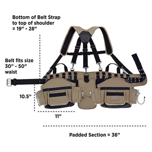 Heavy Duty <b>Tool</b> <b>Belt</b> with Multiple Pockets and Adjustable Straps for Construction Workers Tan Color Durable Waist Bag - Product Image 2