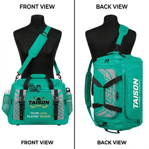 Bolsa Deportiva de Floorball para Hombre, Poliéster 600D, 350GSM, Diseño Multicolor en Verde Azulado y Negro, Correa Ajustable, Impresión Digital, Logotipo Personalizado - Product Image 2