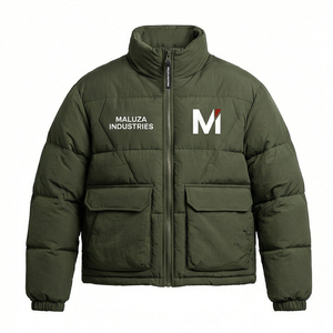 <b>Mens</b> Hooded Canvas Quilted Puffer <b>Jacket</b> Winter <b>Lightweight</b> Warm Insulated Outdoor Waterproof Front Logo Fashion OEM - Product Image 1