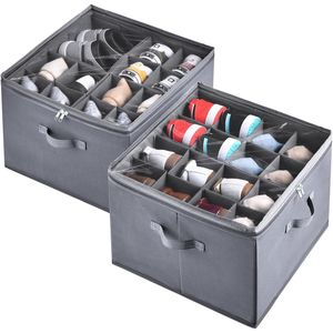 Set di 2 Organizzatori Regolabili per Scarpe da Armadio, Contenitori in Tessuto per Scarpe, Capacità fino a 32 Paia - Product Image 1