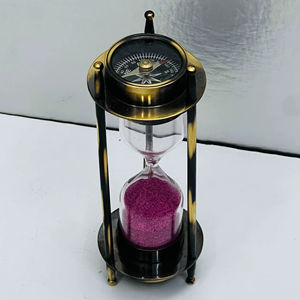 Boussole double face en laiton finition Commando 5,5'' avec minuteur en laiton - Product Image 1