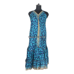 Nuevo Vestido Bohemio Vintage de Seda Reciclada, Vestido Étnico para Festival, Vestido Halter de Playa para Mujer, Vestido Elegante para Cena - Product Image 1