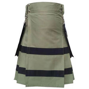 Nouveau Kilt Utilitaire en Coton Vert Olive Style Écossais pour Hommes 2026 - Product Image 1
