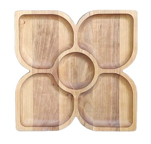 จานไม้รูปดอกไม้สำหรับเด็กจานแบ่งเป็นมิตรกับสิ่งแวดล้อมพร้อมช่องถาดอาหารห้าช่องสำหรับเด็กวัยหัดเดิน - Product Image 1