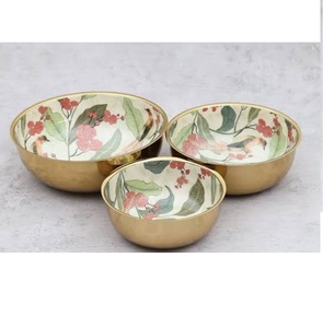 Cuenco de metal pintado a mano para servir frutas secas, artículo decorativo para mesa, cuenco de metal decorativo curvado a mano para servir alimentos. - Product Image 5