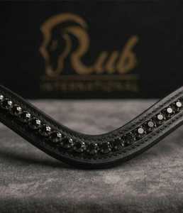 สายคาดหน้าผากม้าคริสตัลหรูหรา หนังสีดำ |   สายคาดหน้าอกม้าทำมือ |   อุปกรณ์ตกแต่งม้าประดับคริสตัลคุณภาพพรีเมียม - Product Image 3