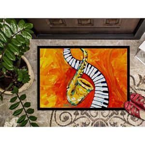 New Something Blues Saxophone Piano Paillasson 18H X 27W Intérieur/Extérieur Antidérapant Low Pile Tapis Lavable Porte D'entrée Tapis - Product Image 3