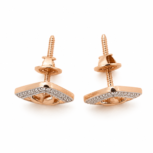 18K Solid Gold Diamond Triangle Stud Earrings for Women High Polish Geometric Daily Wear Party Wedding Jewelry Gift - Product Image 4