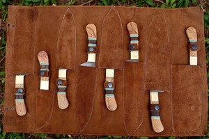 Juego de Cuchillos de Chef de Acero de Damasco con Mango de Madera de Olivo, Ocho Piezas, Forjados a Mano, Personalizados, OEM, Cuchillos de Cocina Profesionales con Bolsa - Product Image 4