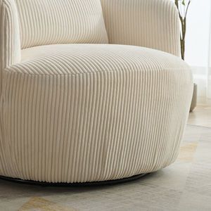 Poltrona Morbida Imbottita in Velluto a Coste da 87 cm, Girevole a 360 Gradi con Base in Metallo, Ideale per Club, Soggiorno, Camera da Letto, Relax e Centri Commerciali - Product Image 4