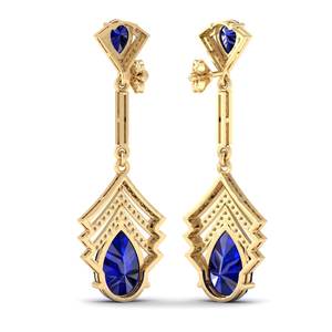 REYES Joyería Clásica y Moderna, Pendientes de Oro de 14K con Moissanita, Corte Pera, Zafiro Azul, Joyería de Boda, Regalo para Mujer - Product Image 4