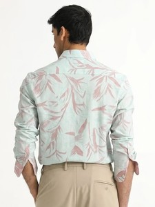Men's Light Blue Floral Printed Casual Shirt Full Sleeve Turn-<b>down</b> Collar Breathable Cotton Summer Style Regular Fit - Product Image 2