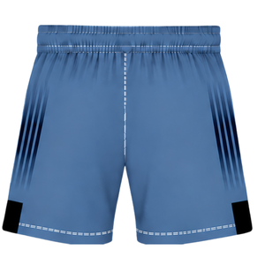 Ensemble de rugby bleu acier et noir, maillot à manches courtes et col rond avec short assorti, respirant, pour l'entraînement d'équipe et les performances sportives - Product Image 6