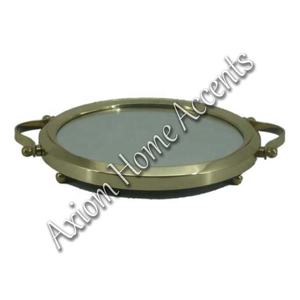 Plateau de service circulaire artisanal en laiton Axiom Home Accents, finition polie, multifonctionnel pour les événements de Noël, décoration de table - Product Image 6