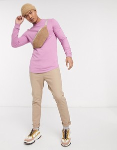 Men's Pink Crewneck Pullover Slim Fit Knitted Cotton Long Sleeve Casual Solid Color Autumn Wear - Product Image 2