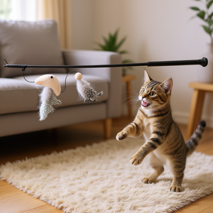 Juguete Interactivo para Gatos XXL de 65 cm con Varita de Juego y Peces de Plástico/Tela con Hierba Gatera para Movimiento y Diversión - Product Image 3