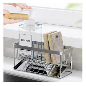 Fines Quality Silver Color Stainless steel Kitchen Sink Sponge holder For Dishwashing Cloth Draining <b>Rack</b> At Inexpensive Price - Product Image 6