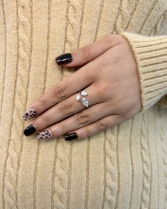 <b>Open</b> Floral <b>Ring</b> In Pear Cut Lab Grown Diamond 10K Gold Wholesale OEM Fine Jewelry Manufacturer Supplier - Product Image 1