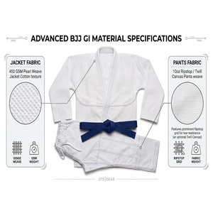 Conjunto de Kimono de Jiu Jitsu Brasileño para Niños, Color Blanco con Cinturón Azul, Uniforme Unisex, Duradero, 100% Algodón - Product Image 2