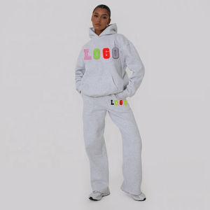 Conjunto de 2 piezas de chándal de algodón polar para mujer, holgado y cómodo, personalizable al por mayor de fábrica - Product Image 6