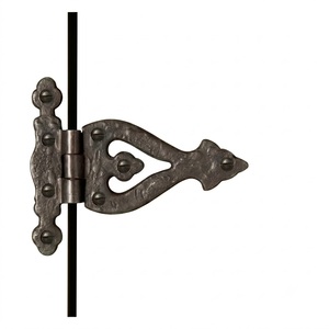 Heavy Duty Cast Iron Strap Hinge Black Powder Coated Wrought Iron <b>Door</b> Hinge Antique Heart Style Decorative <b>Barn</b> Gate <b>Hardware</b> - Product Image 1