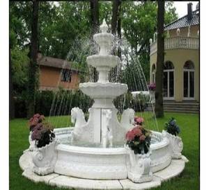 Modern Large Outdoor Marble Fountain with Water Feature LED <b>Underwater</b> <b>Light</b> Durable Design 6 Feet Tall for Hotels - Product Image 2