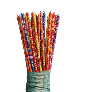 Palo de fregona de madera recubierto de PVC duradero ecológico portátil 2 en 1 todo en uno vietnamita flor colorida hilo italiano marcado - Product Image 5