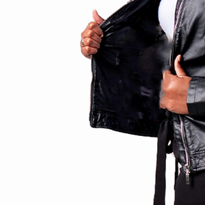 Veste en cuir véritable noire Delta tendance personnalisée pour femmes, collection hiver, vêtements d'hiver pour la vente en gros OEM - Product Image 3