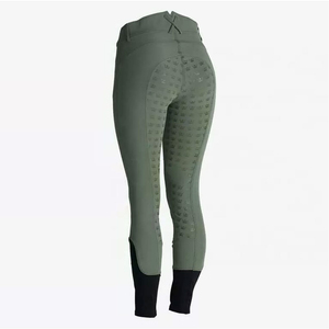 Pantalon d'équitation pour femme Lawd Sports, taille haute, longueur intégrale, fermeture éclair, extensible dans quatre directions, coupe ajustée, respirant, noir uni - Product Image 2