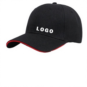 <b>Black</b> 6-Panel <b>Baseball</b> <b>Cap</b> With White Logo Front Panel Adjustable Unisex Twill Cotton Casual Hat For Adults - Product Image 1