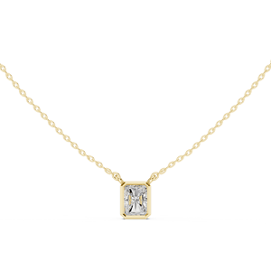 Collier en or jaune massif 18 carats avec diamant radiant serti clos, pendentif élégant fait main avec diamant flottant, bijoux fins, design personnalisé - Product Image 2