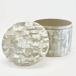 Último modelo de tarro cilíndrico decorativo de nácar con tapa, organizador de lujo hecho a mano, artículo de decoración para el hogar, regalo. - Product Image 3