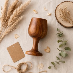 Copa de Vino de Madera Hecha a Mano, Taza Rústica para Beber y Herramienta de Servicio para Bar, Jarra de Madera Maciza para Pub, Restaurante y Hogar - Product Image 2