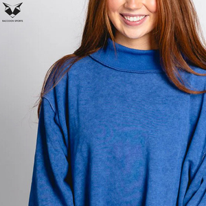 Ladies <b>Mock</b> <b>Neck</b> Sweatshirt Oversized Pullover Soft Fleece Long Sleeve Warm Casual Streetwear Autumn Winter Fashion <b>Top</b> Front - Product Image 6