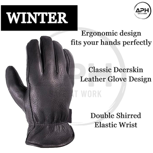 Custom Black Cowhide <b>Driver</b> Work <b>Gloves</b> Flexible Fitting Keystone Thumb Shirred Back Industrial Cargo Handling Wear - Product Image 4