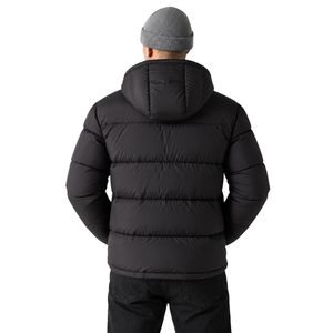 <b>Black</b> <b>Men's</b> Micro Puffer Jacket Hooded Quilted Winter <b>Coat</b> <b>Long</b> Sleeve Zip Front Warm Casual Outdoor Outerwear With Side Pock - Product Image 2