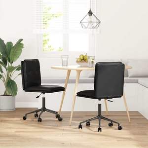 Set di 2 Sedie da Pranzo in Ecopelle Nera con Design Elegante in Legno Compensato e Metallo - Product Image 1