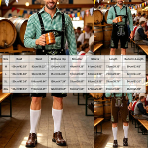 Pantalones Cortos de Cuero Lederhosen Bávaros para Hombre, Transpirables, Bordados, Traje Tradicional Alemán para el Festival Oktoberfest, Cerveza - Product Image 6