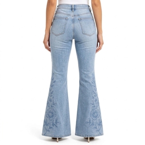 Pantalones Vaqueros de Mezclilla para Mujer, Personalizados, Casuales, de Algodón, con Costuras Resistentes, Cierre de Botón, Ajuste Cómodo, Ropa de Moda OEM - Product Image 2