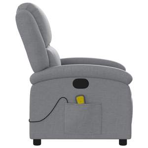 Fauteuil inclinable gris clair 100% polyester avec fonction massage en contreplaqué métallique - Product Image 5