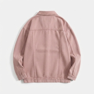 Veste en coton pour homme, style punk, col montant, fermeture éclair, coupe-vent, imperméable, décontractée, teinte en fil, légère, pour l'extérieur, personnalisable sur le devant - Product Image 3