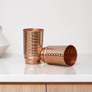 Copper Hammered Straight Cup For Drinking Water Kitchen Use - Product Image 3