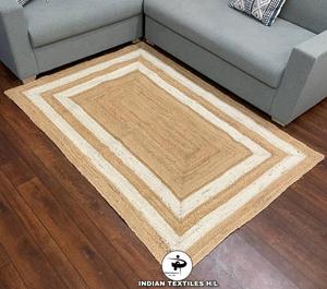 Alfombra de yute negro trenzado con diseño de caja decorativa moderna, revestimiento de suelo de diseño geométrico hecho a mano directo de fábrica ITHL - Product Image 3