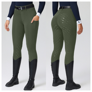Pantalon d'équitation personnalisé OEM/ODM respirant, séchage rapide, anti-transpiration, unisexe, taille mi-haute élastique en silicone, braguette zippée, antidérapant - Product Image 1