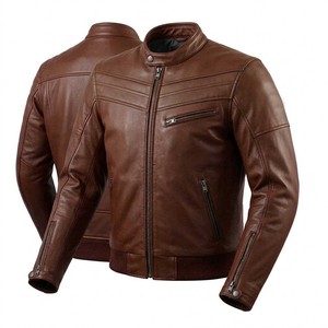 Boutique Quality Men's Long Thin Leather <b>Jacket</b> Motorbike Biker Gear Premium Leather Canvas Fabric Breathable Waterproof - Product Image 2