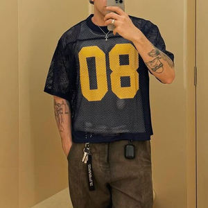 Custom Football Jersey Mesh Boxy Cut Sublimation Oversized Summer Sublimation <b>Baseball</b> Jersey Sportswear for Men - Product Image 1